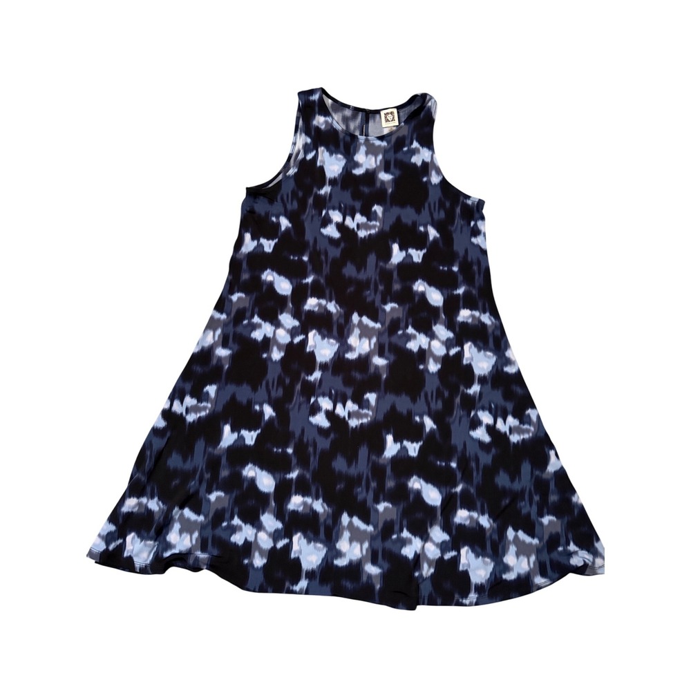 Anne Klein Dress Size‎ 10 Sleeveless A-Line Blue Black Abstract Print